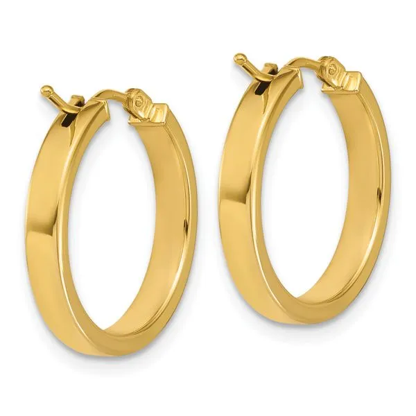 Leslie's 14K Polished Square Tube Round Hoop Earrings Image 3 Valentine's Fine Jewelry Dallas, PA