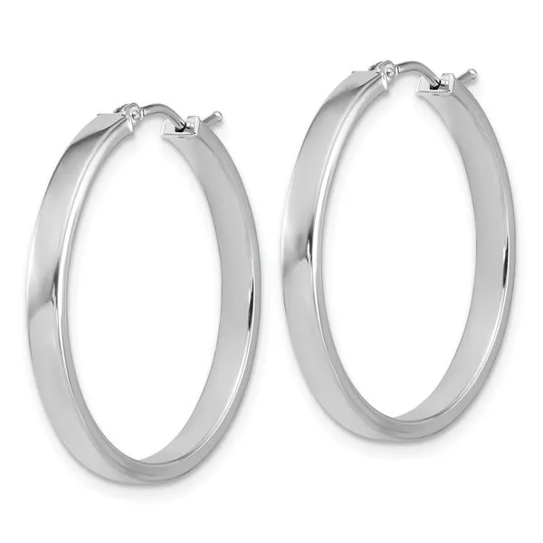 Leslie's 14K White Gold Square Tube Round Hoop Earrings Image 2 J. West Jewelers Round Rock, TX