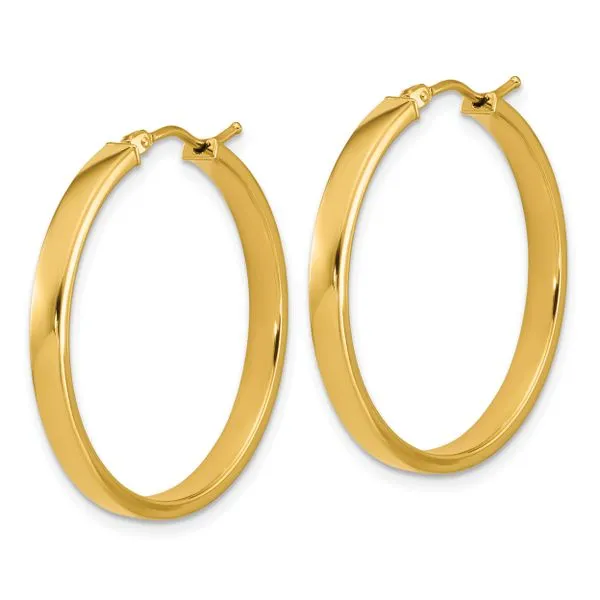 Leslie's 14K Polished Square Tube Round Hoop Earrings Image 2 Gaines Jewelry FLINT, MI