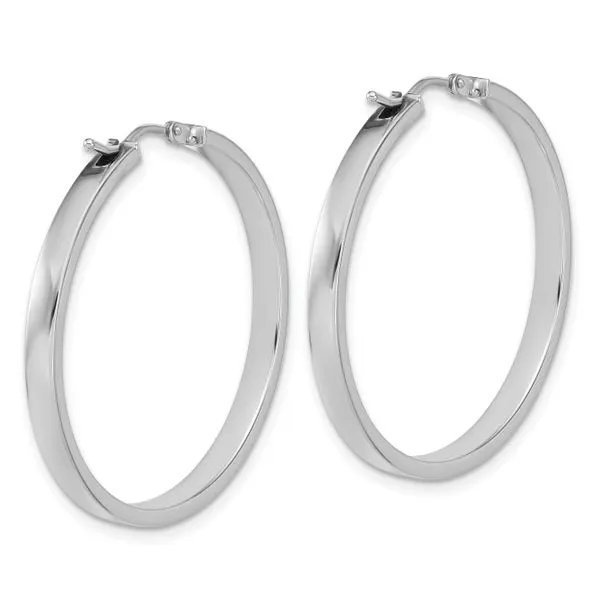 Leslie's 14K White Gold Square Tube Round Hoop Earrings Image 3 Spath Jewelers Bartow, FL