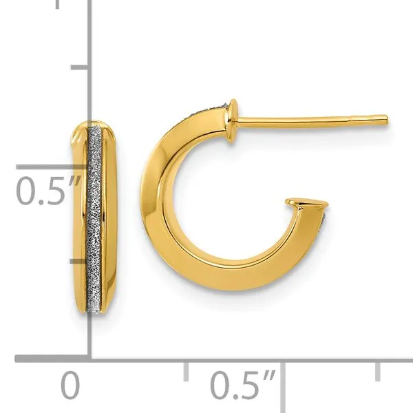 Leslie's 14K Polished Glimmer Infused J-Hoop Post Earrings Image 4 Graham Jewelers Wayzata, MN