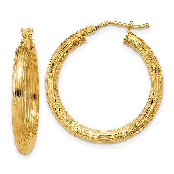 Leslie's 14K Polished and Grooved Round Hoop Earrings Jewelry Design Studio Jensen Beach, FL