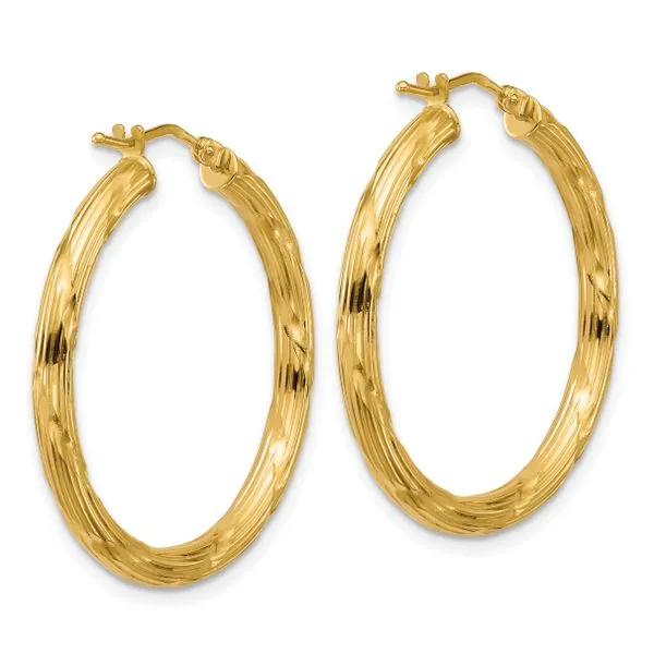 Leslie's 14K Polished and Grooved Round Hoop Earrings Image 3 Grayson & Co. Jewelers Iron Mountain, MI