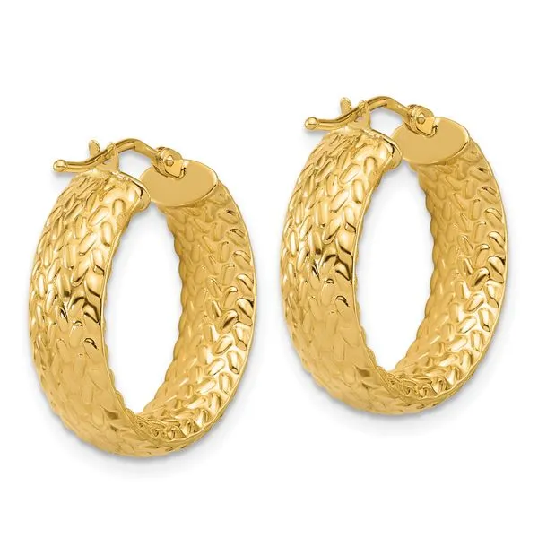 Leslie's 14K Polished Weave Design Round Hoop Earrings Image 3 John E. Koller Jewelry Designs owasso, OK