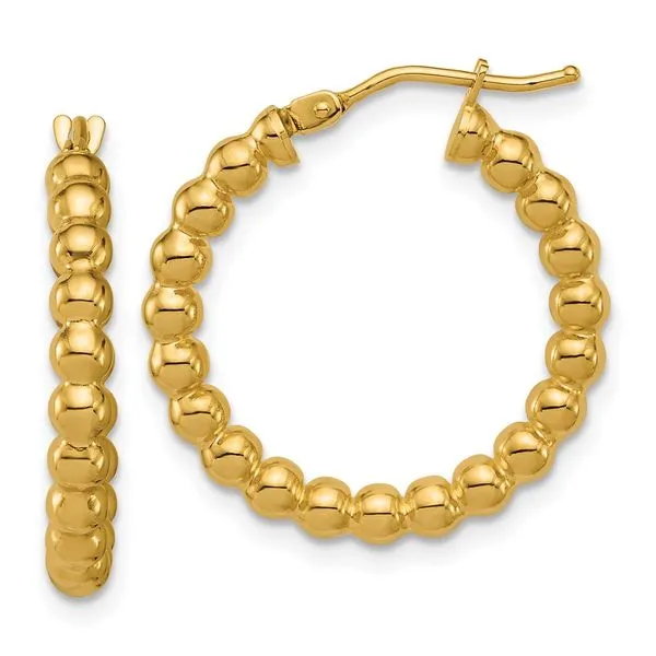Leslie's 14K Polished Beaded Round Hoop Earrings Gaines Jewelry FLINT, MI