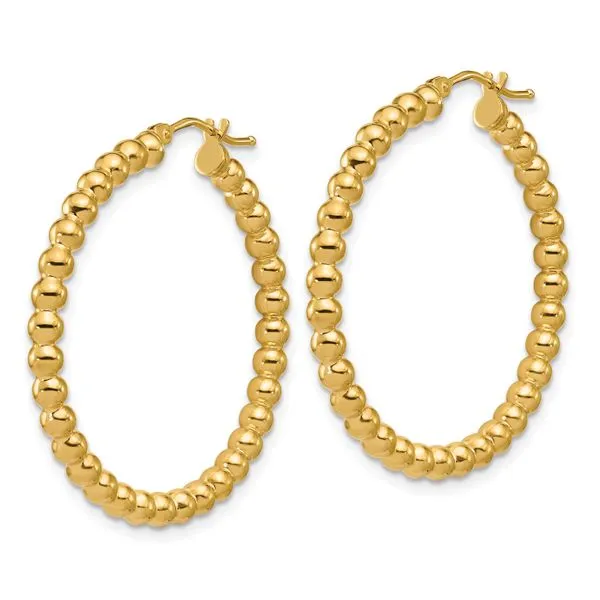 Leslie's 14K Polished Beaded Round Hoop Earrings Image 2 Albert's Jewelers Kingsland, GA