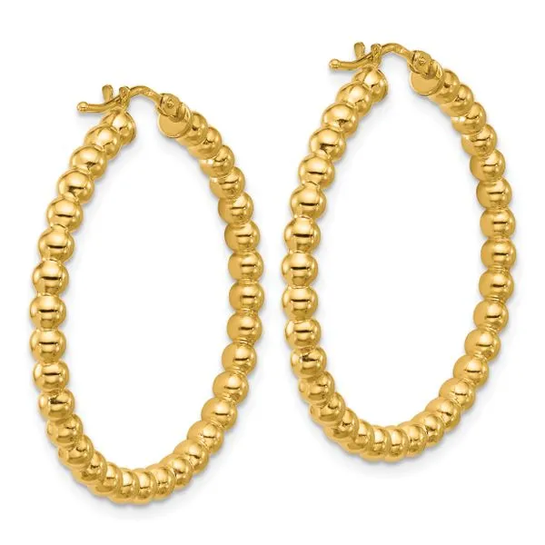Leslie's 14K Polished Beaded Round Hoop Earrings Image 3 Albert's Jewelers Kingsland, GA