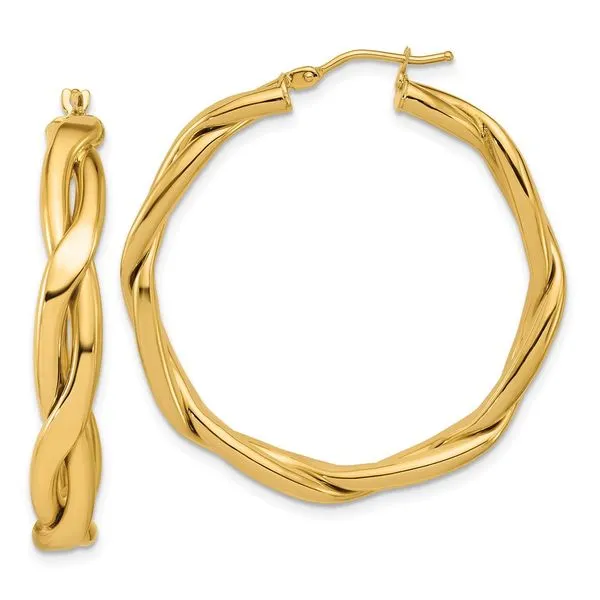Leslie's 14K Polished Fancy Twist Round Hoop Earrings Grayson & Co. Jewelers Iron Mountain, MI