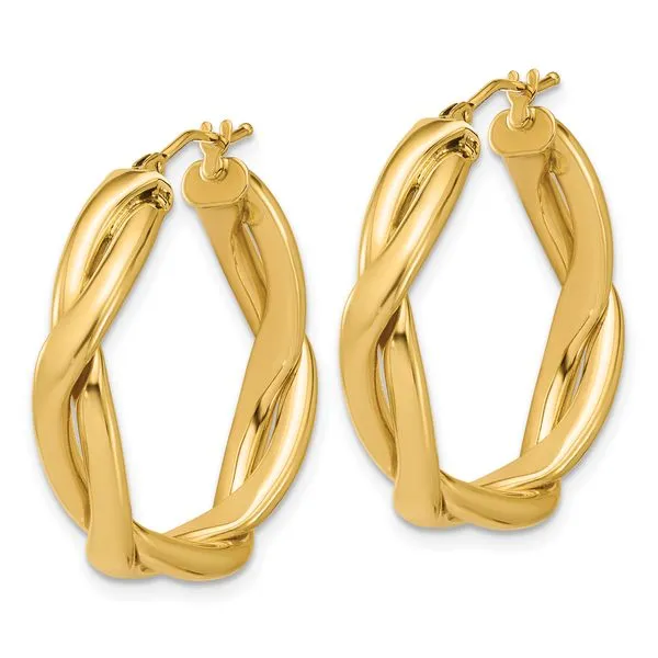 Leslie's 14K Polished Fancy Twist Round Hoop Earrings Image 2 Valentine's Fine Jewelry Dallas, PA