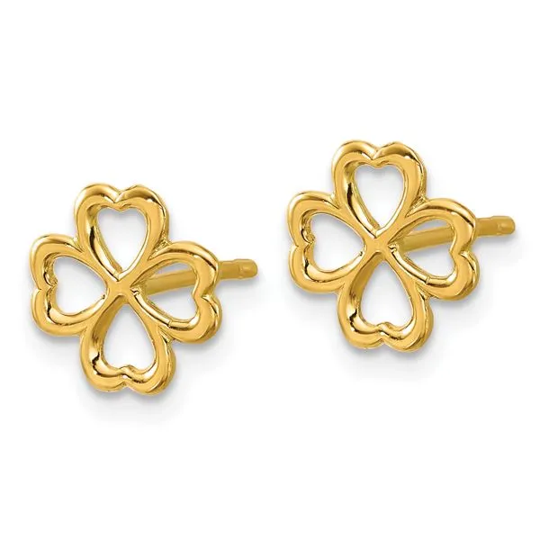 Leslie's 14K Polished 4-Leaf Clover Post Earrings Image 2 Spath Jewelers Bartow, FL