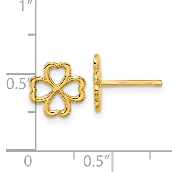 Leslie's 14K Polished 4-Leaf Clover Post Earrings Image 4 Jim's Jewelers Tyler, TX