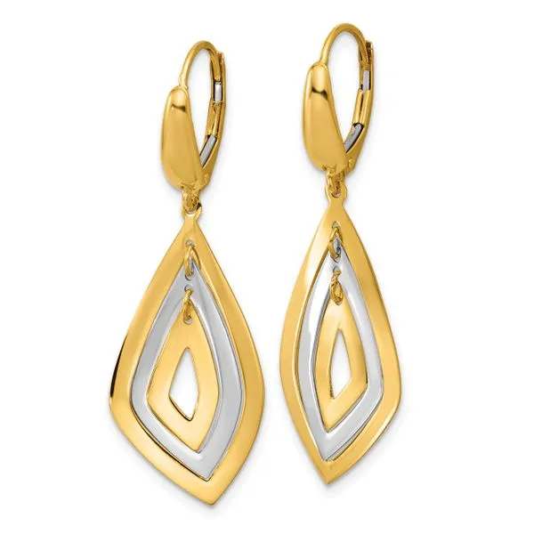 Leslie's 14K Two-tone Polished Dangle Leverback Earrings Image 2 J. Garett Jewelers Wilmington, NC