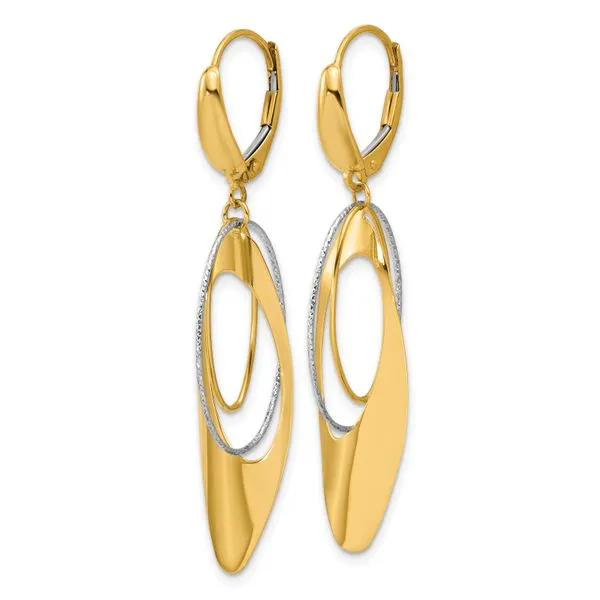 Leslie's 14K Two-tone Polished / Dia-cut Dangle Leverback Earrings Image 2 J. Garett Jewelers Wilmington, NC