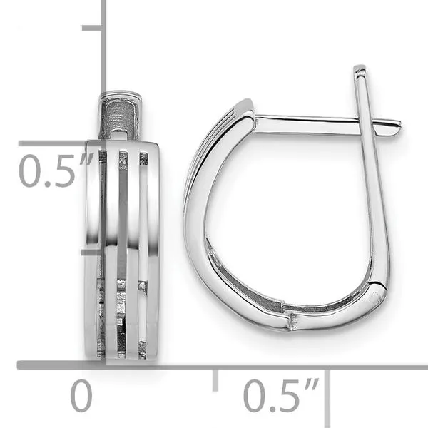 Leslie's 14K White Gold Polished and Grooved Hinged Hoop Earrings Image 4 Tidwells of Greenwood Greenwood, SC
