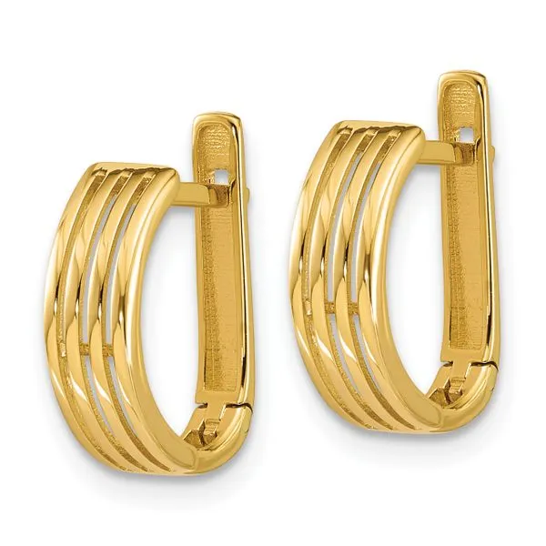 Leslie's 14K Polished and Grooved Hinged Hoop Earrings Image 2 G.G. Gems, Inc. Scottsdale, AZ