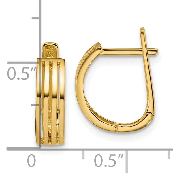 Leslie's 14K Polished and Grooved Hinged Hoop Earrings Image 4 John E. Koller Jewelry Designs owasso, OK