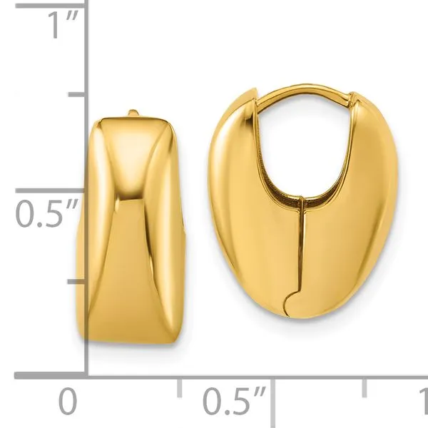 Leslie's 14K Polished Puff Oval Hinged Hoop Earrings Image 4 Quantum Qarat  Phoenix, AZ