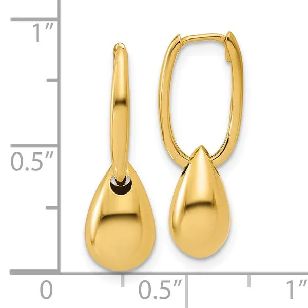 Leslie's 14K Polished Oval w/Bead Hinged Hoop Earrings Image 4 Grayson & Co. Jewelers Iron Mountain, MI