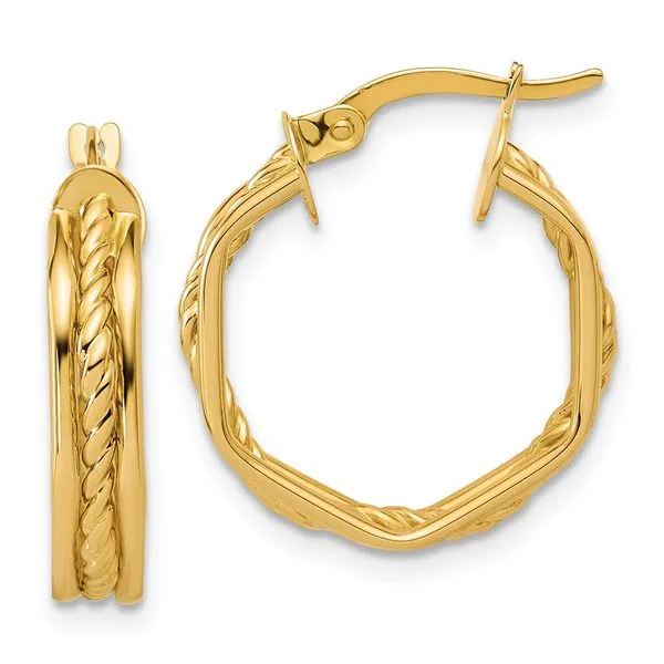 Leslie's 14K Polished and Twisted Hoop Earrings Trenton Jewelers Ltd. Trenton, MI