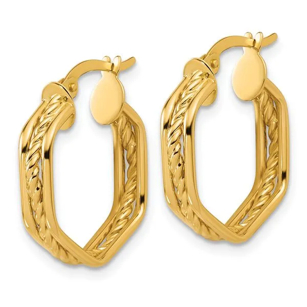 Leslie's 14K Polished and Twisted Hoop Earrings Image 2 Jerald Jewelers Latrobe, PA