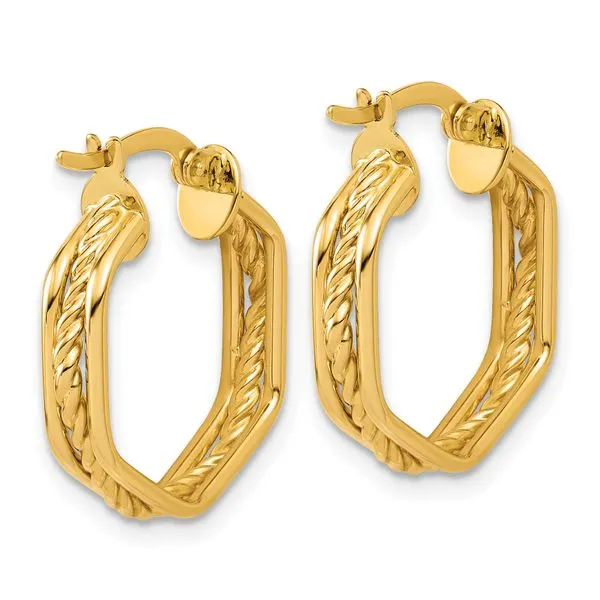 Leslie's 14K Polished and Twisted Hoop Earrings Image 3 Jerald Jewelers Latrobe, PA