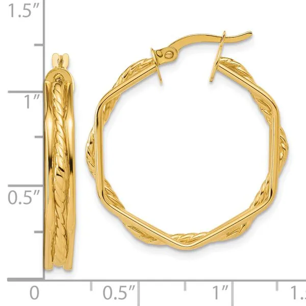 Leslie's 14K Polished and Twisted Hoop Earrings Image 4 Ask Design Jewelers Olean, NY