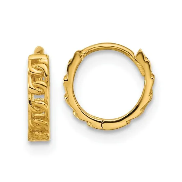 Leslie's 14K Polished Curb Link Round Hinged Hoop Earrings Diny's Jewelers Middleton, WI