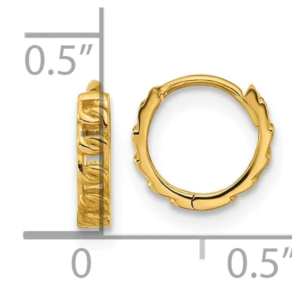 Leslie's 14K Polished Curb Link Round Hinged Hoop Earrings Image 4 Jim's Jewelers Tyler, TX