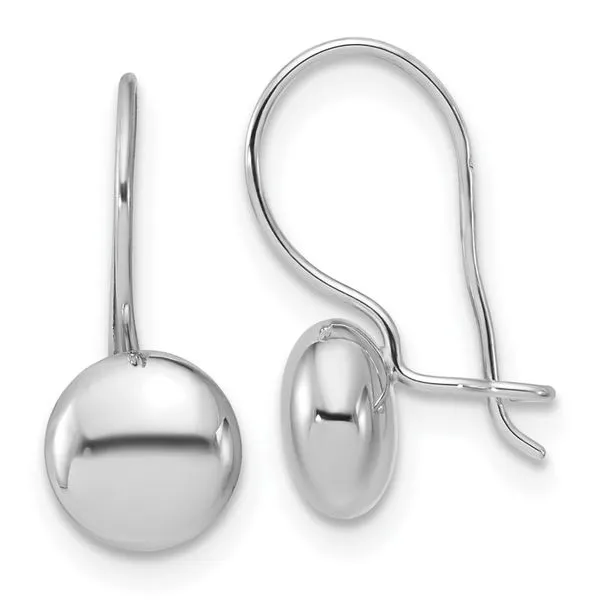 Leslie's 14K White Gold Polished Drop Button Earrings Boyd Jewelers Wesley Chapel, FL