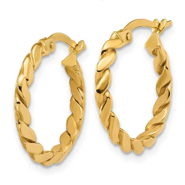 Leslie's 14K Polished Twisted Round Hoop Earrings Image 2 Albert's Jewelers Kingsland, GA