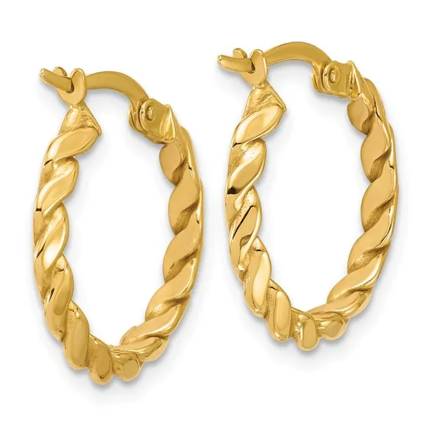 Leslie's 14K Polished Twisted Round Hoop Earrings Image 3 Albert's Jewelers Kingsland, GA