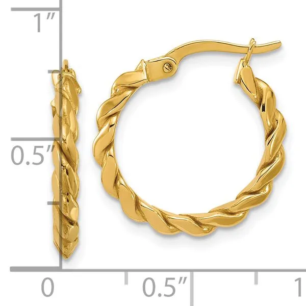 Leslie's 14K Polished Twisted Round Hoop Earrings Image 4 Albert's Jewelers Kingsland, GA