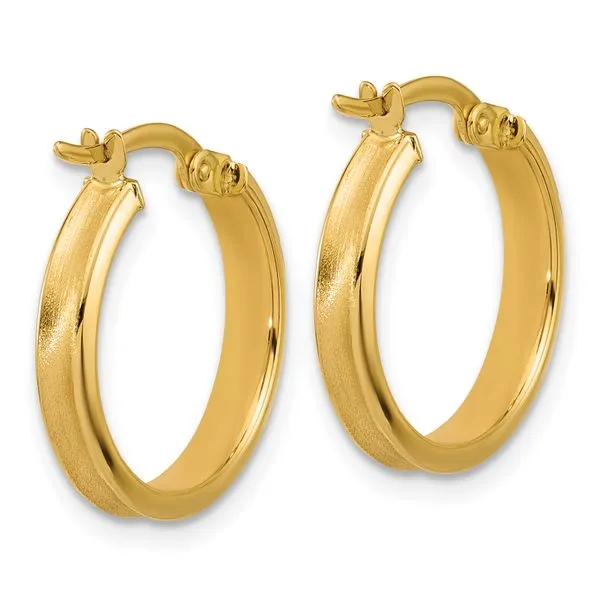 Leslie's 14K Polished and Satin Round Hoop Earrings Image 3 G.G. Gems, Inc. Scottsdale, AZ