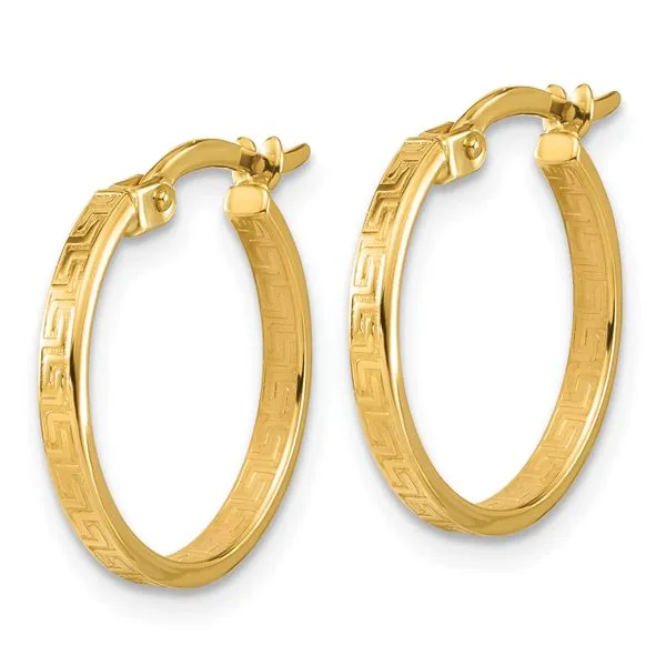 Leslie's 14K Polished Greek Key Round Hoop Earrings Image 2 J. Anthony Jewelers Neenah, WI