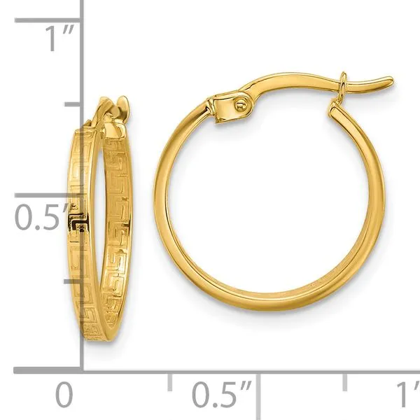 Leslie's 14K Polished Greek Key Round Hoop Earrings Image 4 J. Anthony Jewelers Neenah, WI
