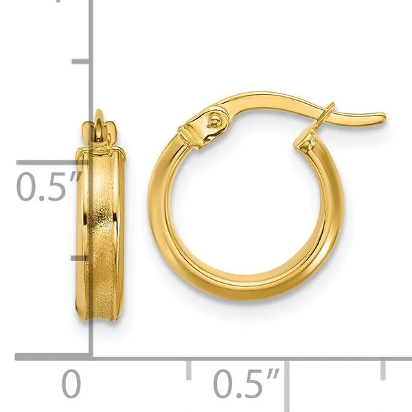 Leslie's 14K Polished and Satin Round Hoop Earrings Image 4 Mitchell's Jewelry Norman, OK