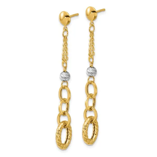 Leslie's 14K w/Wht RH Polish/Dia-cut/Twisted Post Dangle Earrings Image 2 Boyd Jewelers Wesley Chapel, FL
