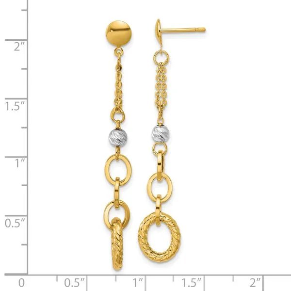 Leslie's 14K w/Wht RH Polish/Dia-cut/Twisted Post Dangle Earrings Image 4 Boyd Jewelers Wesley Chapel, FL