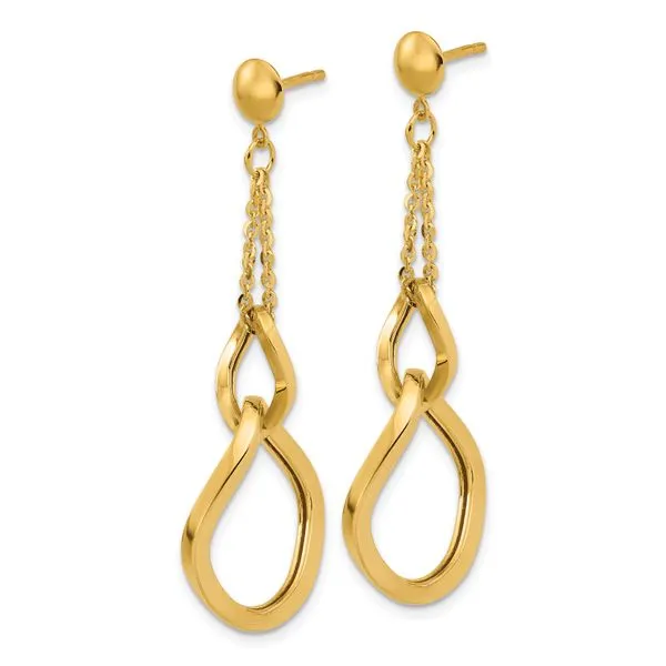 Leslie's 14K Polished Fancy Contoured Link Post Dangle Earrings Image 2 Alexander Fine Jewelers Fort Gratiot, MI