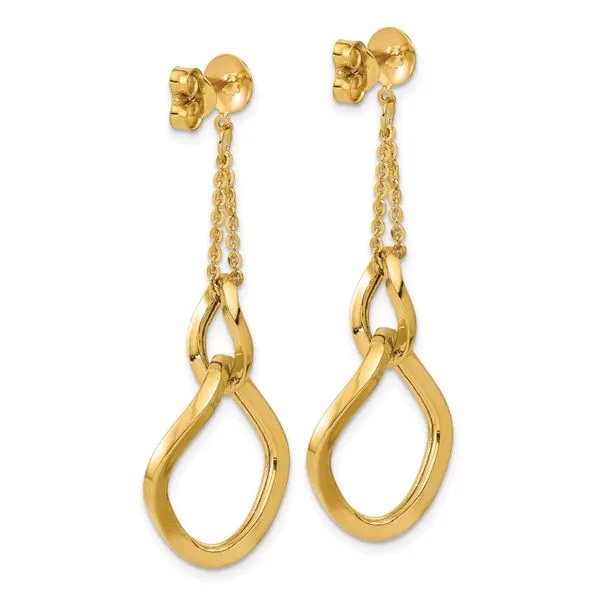 Leslie's 14K Polished Fancy Contoured Link Post Dangle Earrings Image 3 Alexander Fine Jewelers Fort Gratiot, MI