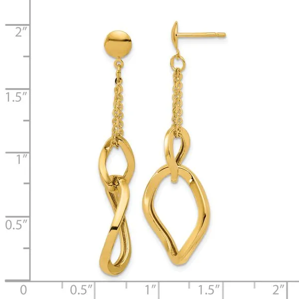 Leslie's 14K Polished Fancy Contoured Link Post Dangle Earrings Image 4 Alexander Fine Jewelers Fort Gratiot, MI