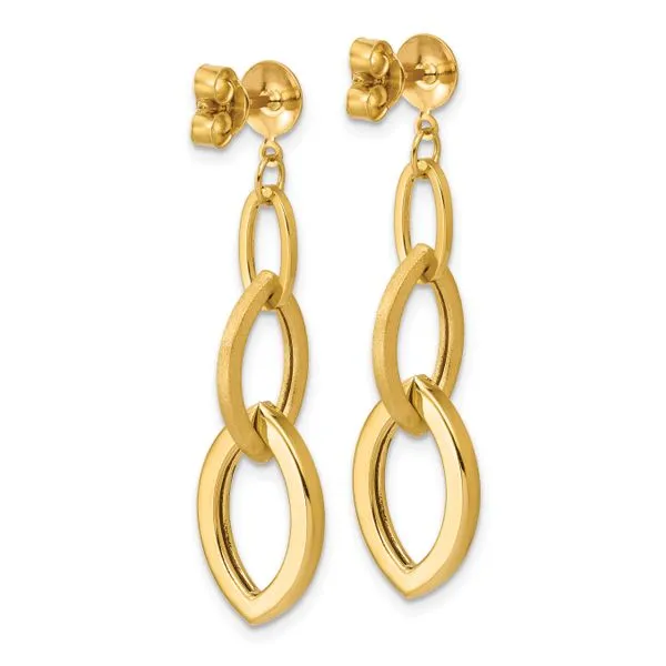 Leslie's 14K Polished and Brushed Fancy Post Dangle Earrings Image 3 Grayson & Co. Jewelers Iron Mountain, MI
