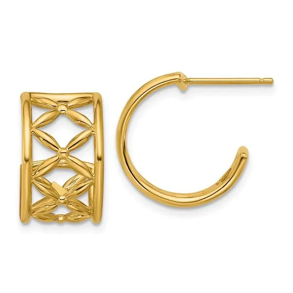Leslie's 14K Polished Criss-cross J-Hoop Post Earrings Atlanta West Jewelry Douglasville, GA
