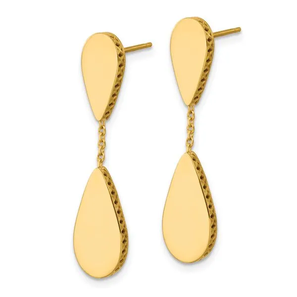 Leslie's 14K Polished and Satin Teardrop Post Dangle Earrings Image 2 J. West Jewelers Round Rock, TX