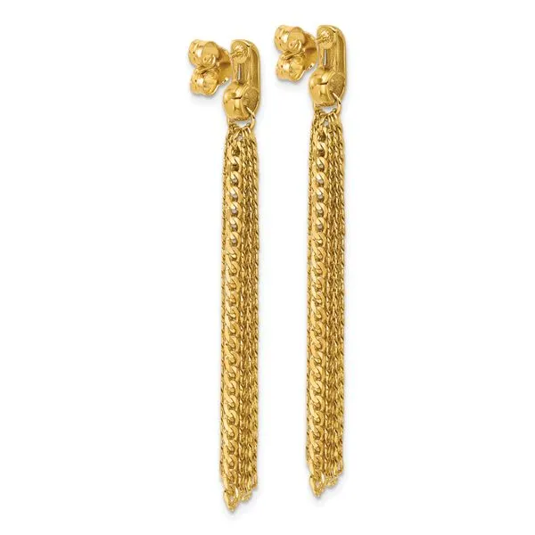Leslie's 14K Polished Fancy Curb Link Tassle Post Dangle Earrings Image 3 Trenton Jewelers Ltd. Trenton, MI