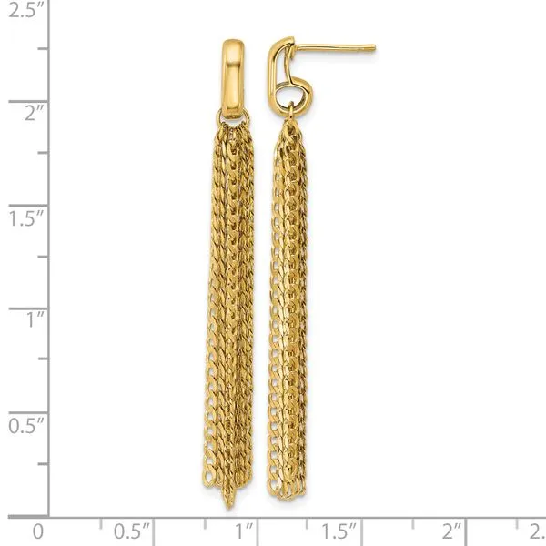 Leslie's 14K Polished Fancy Curb Link Tassle Post Dangle Earrings Image 4 Trenton Jewelers Ltd. Trenton, MI