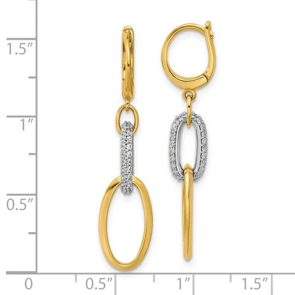 Leslie's 14K Two-tone Polished CZ Ovals Leverback Dangle Earrings Image 4 Spath Jewelers Bartow, FL