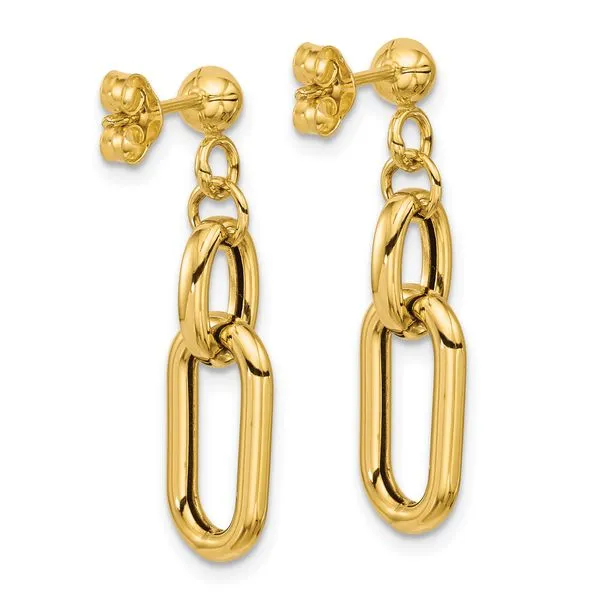 Leslie's 14K Polished Fancy Link Post Dangle Earrings Image 3 Barnett Jewelers Jacksonville, FL