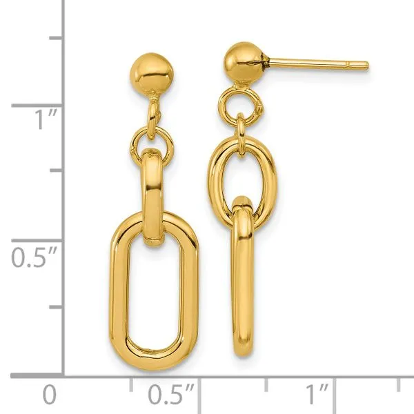 Leslie's 14K Polished Fancy Link Post Dangle Earrings Image 4 Mitchell's Jewelry Norman, OK
