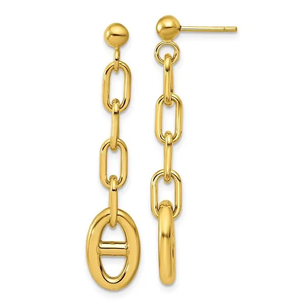 Leslie's 14K Polished Anchor Link Post Dangle Earrings Grayson & Co. Jewelers Iron Mountain, MI
